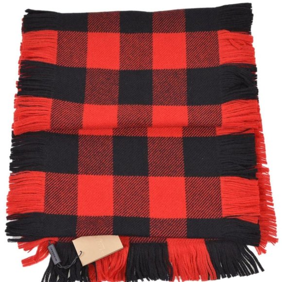 NWT BURBERRY HALF MEGA CHECK WOOL FRINGE SCARF - Picture 5 of 9